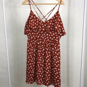 Brand new floral dress with ruffle and zipper back